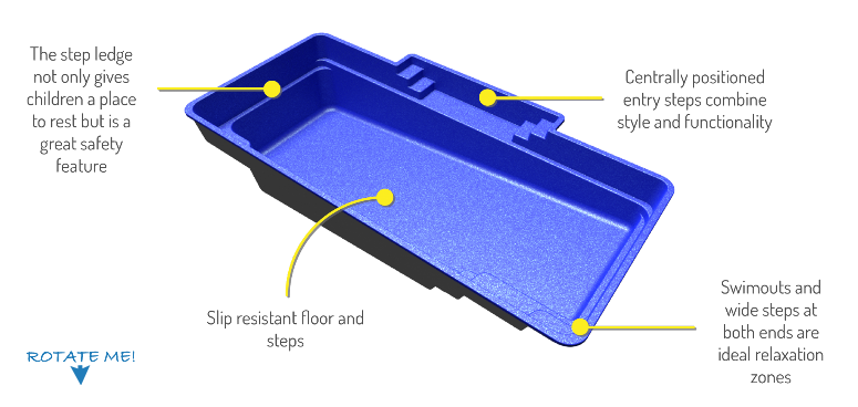 Compass Pools Australia Fibreglass Pool Shape Vogue 3D Representation 1